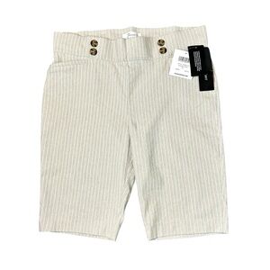 NEW 89th + Madison Shorts Size XL Linen Blend Stretchy Beige White Stripe NWT